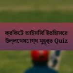 ক্রিকেট আইসিসি ইতিহাসের উল্লেখযোগ্য মুহূর্ত Quiz